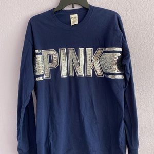 PINK Navy Long Sleeve Tshirt